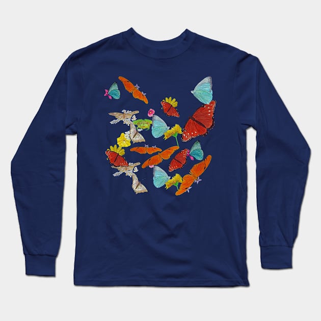 Butterfly/Frog Dance Long Sleeve T-Shirt by Linda McMillen